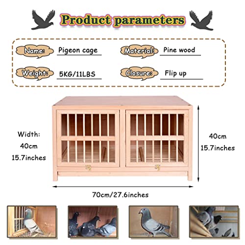 Bird Cage Large Size Solid Wood Pigeon Pairing Cage, Indoor Pigeon Nest Box with Pull Out Tray, Easy to Clean, Need to Install(Natural,27.6IN*1) - size: 27.6IN*1