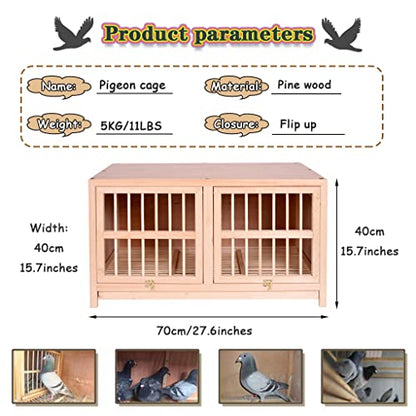 Bird Cage Large Size Solid Wood Pigeon Pairing Cage, Indoor Pigeon Nest Box with Pull Out Tray, Easy to Clean, Need to Install(Natural,27.6IN*1) - size: 27.6IN*1