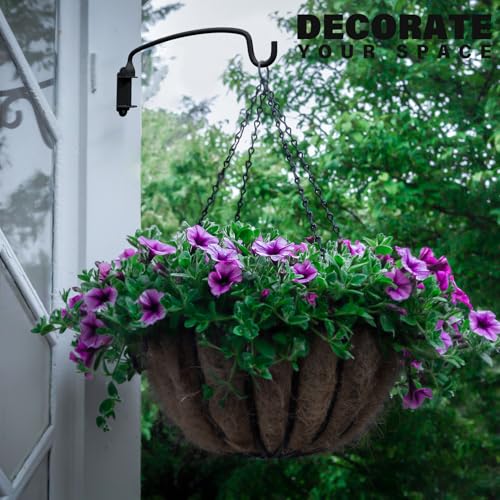 2 Pack Plant Hanger Bracket Wall Mounted Hooks for Hanging Bird Feeder, Flower Bracket, Anti Rust Metal Lanterns 12 Inches - color: Black, size: 12in 2Pack
