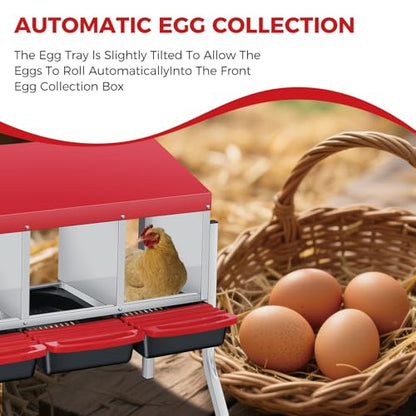 Chicken Nesting Boxes with Cleanable Pull-Out Trays, 3-Hole Wall Mount Roll Away Nest for Easy Cleaning & Egg Collection