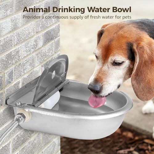 Automatic Animal Drinking Water Bowl, Stainless Steel Waterer Kit with Float Valve, 31.5 in Metal Pipe, Ideal Livestock Waterer for Cattle, Poultry, and More