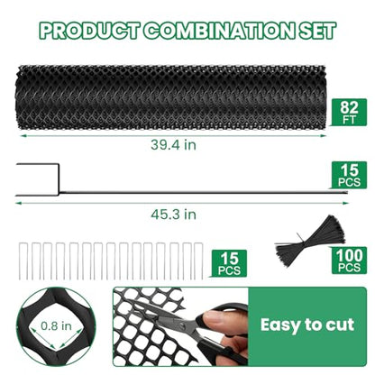 SUNYRISY Garden Mesh Fence Temporary Fencing Outdoor Dog Fence with Steel Stakes, 40in x 98.4ft Chicken Fencing Plastic Netting Animal Barrier for Backyard Poultry Pet, Black Diamond - color: Black Diamond