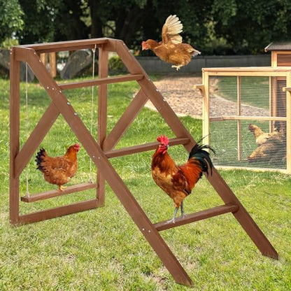 PETSFIT Chicken Perch for Pet's Healthy and Happy,4 Chicken Roosting Bars with Swing Fit for 8-10 Chickens,Ideal for Backyard Coops,Farms,Easy to Assemble and Clean