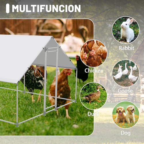 HEYTOWN Large Metal Chicken Coop Chicken Pen Walk-in Poultry Cage with Water-Resident and Anti-UV Cover Chicken Runs for Yard with Cover Duck Rabbit Dog House Outdoor - size: 19.7’L×9.8’W×6.5’H