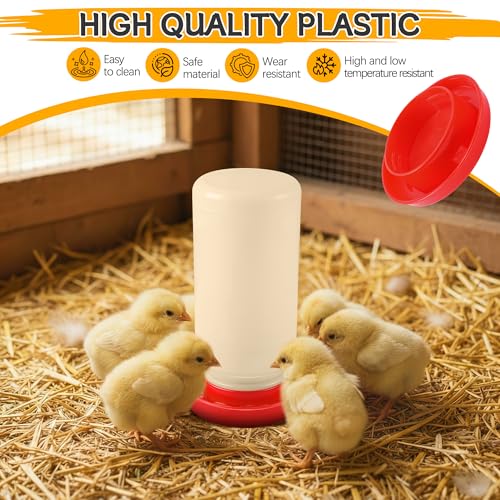 Enhon 2 PCS 2 Sizes Quail Waterer Base, Quail & Chick No Drown Water Base, Safety Waterer and Feeder, Compatible with 2.5inch Threaded Neck Bottle for Brooding Chicks(Bottle not Included) - size: 2 Sizes