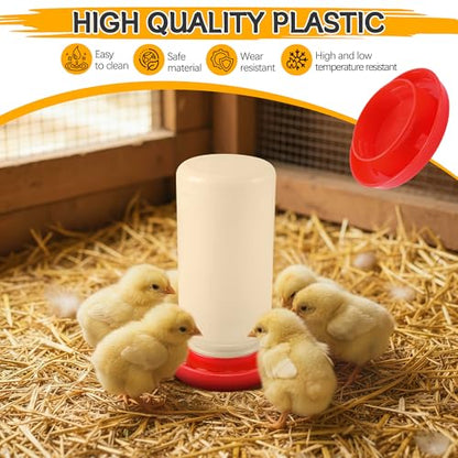 Enhon 2 PCS 2 Sizes Quail Waterer Base, Quail & Chick No Drown Water Base, Safety Waterer and Feeder, Compatible with 2.5inch Threaded Neck Bottle for Brooding Chicks(Bottle not Included) - size: 2 Sizes