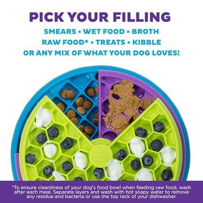 Outward Hound by Nina Ottosson Lickin’ Layers 3-in-1 Interactive Dog Feeder Puzzle, Lick Mat & Slow Feeder Bowl - Mental Stimulation Toy for Medium & Large Dogs, 2 Cup Capacity, 10.4 in x 2.8 in - color: Lickin Layers (Green, Purple, Blue)