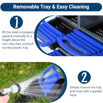 Chicken Nesting Boxes,8 Hole Metal Roll Away Eggs Laying Boxes with Ventilation Holes，Rustproof Plastic Tray & Keyhole Mounting, Cleanable Pull Out Nest Box for Hen & Duck, Blue - color: Blue, size: 8 holes with legs