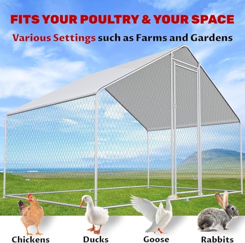 Chicken Coop Walk-in Poultry Cage Chicken Run Pen Rabbit Duck House with Waterproof and Anti-UV Cover for Outdoor Farm Use - color: 1-Unit Coop