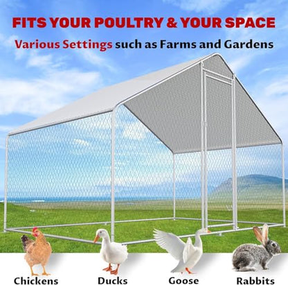 Chicken Coop Walk-in Poultry Cage Chicken Run Pen Rabbit Duck House with Waterproof and Anti-UV Cover for Outdoor Farm Use - color: 1-Unit Coop