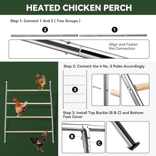 Chicken Coop Roosting Perch,Perfect for Backyard Poultry,Chicken Perch Essentials,Easy to Assemble&Clean,Farm Chicken Toys (56'' H x 41'' W)-2 pcs - size: 56" L*41" W-2pcs