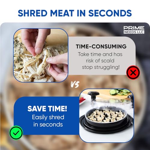 Chicken Shredder, Chicken Shredder Tool Twist, Meat Shredder, Chicken Breast Shredder, Large Heavy Duty Meat Shredder Tool with Tray & Brush, BPA-Free, Dishwasher Safe, Strong Non-Slip Base - color: Black