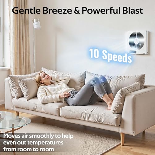 2PCS 8" Room to Room Fan with Remote, 320CFM Through Wall Air Transfer Fan with Temperature Control, Reversible Airflow Design, 10 Speeds, Quiet Balance Exhaust Vent for Bedroom, Laundry, Kitchen - color: 2PCS