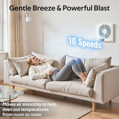 2PCS 8" Room to Room Fan with Remote, 320CFM Through Wall Air Transfer Fan with Temperature Control, Reversible Airflow Design, 10 Speeds, Quiet Balance Exhaust Vent for Bedroom, Laundry, Kitchen - color: 2PCS
