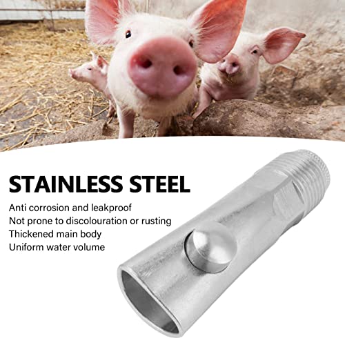 2PCS Stainless Steel Automatic Pig Nipple Water Drinker Feeders, Pig Nipple Waterer, Hog Nipple Waterer, Heavy Duty Water Drinker Feeder Watering Nipples for Piglets, Sows Drinking(#1)