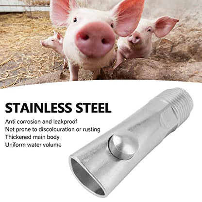 2PCS Stainless Steel Automatic Pig Nipple Water Drinker Feeders, Pig Nipple Waterer, Hog Nipple Waterer, Heavy Duty Water Drinker Feeder Watering Nipples for Piglets, Sows Drinking(#1)