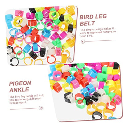 Mikikit 100pcs Pigeon Identification Leg Bands Plastic Foot Rings for Pigeons and Chickens Color-Coded Marking Rings for Easy Identification
