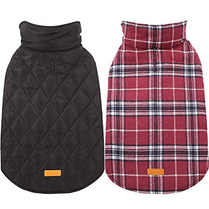 Kuoser Warm Dog Coat, Waterproof Dog Jacket for Extra Large Dogs, Adjustable Durable XXL Doggie Winter Coat Reversible Puppy Cold Weather Apparel from Small to Large Breed, Red XXL - color: Red, size: 2X-Large (Pack of 1)
