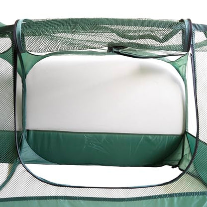 Portable Chicken Coop - Small Animal Playpen and Pop Up Chicken Coop Run - Transparent Breathable Mesh Net and Foldable - Complete with Collapsible Food/Water Bowl