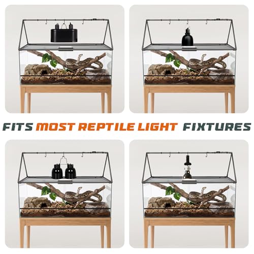 MECESOR Adjustable Reptile Lamp Stand - Triangular Reptile Light Stand with 3 Lengths for Terrariums,Heat Lamp Stand for Reptiles Tank,Stable & Space-Saving 18.5-47.2 in