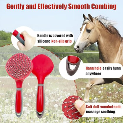 Horse Mane & Tail Combs Horse Brushes Shedding Brush Grooming Tool for Thick Coats Equine Long Haired Dogs