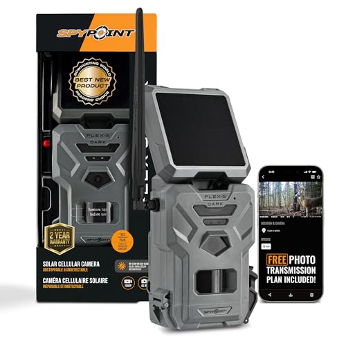 SPYPOINT Flex-S-Dark Solar Cellular Trail Camera – Built-in Solar Panel, 40MP Photos, 1080p Videos + Sound, No-Glow Game Camera, Night Vision, Motion Activated Trail Cam - style: FLEX-S DARK