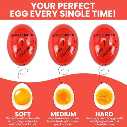 Iconikal Egg Timer 2-Pack, BPA Free Color Changing for Soft or Hard Boiled Eggs - color: Red