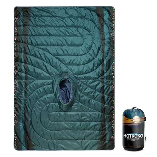 Camping Blanket,Hoodie Blankets Poncho Outdoor Waterproof Windproof Warm Durable & Portable for Stadium, Concerts, Car,Travel, Beach, Picnic, Grass,75 * 52 inch - color: Pool