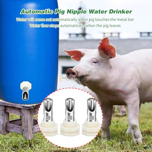 Stainless Steel Pig Water Nipple 1/2 Thread Automatic Pig Nipple Drinker Feeder Waterer for Pigs Livestock Brass 4pcs - color: Brass, size: 4pcs