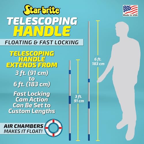 STAR BRITE Extend-A-Brush Handles - Fixed & Telescoping Floating Handles - Quick Connect for Boat, RV, Pool, Auto, Home Cleaning - Durable, Versatile Extension Handles for Multiple Accessories - style: 3'-6' Telescoping Extend-A-Brush