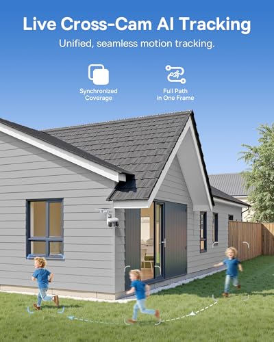 Baseus X1 Pro Dual-Tracking Solar Security Camera Outdoor Wireless, Dual 3K AI Cameras, 300° Pan, Color Night Vision, 8× Zoom, Local Storage up to 512GB, IP65, No Subscription - color: White