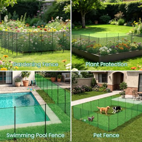 SUNYRISY Garden Mesh Fence Temporary Fencing Outdoor Dog Fence, 40in x 82ft Chicken Fencing Plastic Netting Animal Barrier for Backyard Dog Poultry Pet Protection, Green Diamond - color: Green Diamond