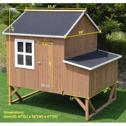 Deluxe Large Wood Chicken Coop Backyard Hen House 4-8 Chickens with 3 Nesting Box