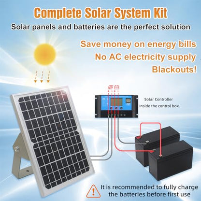JUJIANG C01 Solar Gate Opener with Batteries & Solar Panel for Single Swing Gates Up to 440lb 12FT Automatic Gate Openers with Remote Complete Kit Light Duty Automatic Gate Openers Solar Powered - style: 440lb Solar Single gate opener