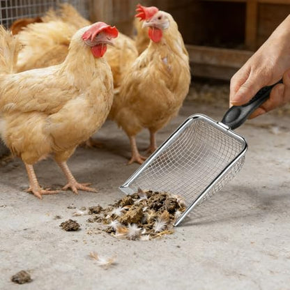 of 2 Stainless Steel Poultry Manures Scoops Ergonomic Handle for Quick Coops Maintenance Garden Shovel