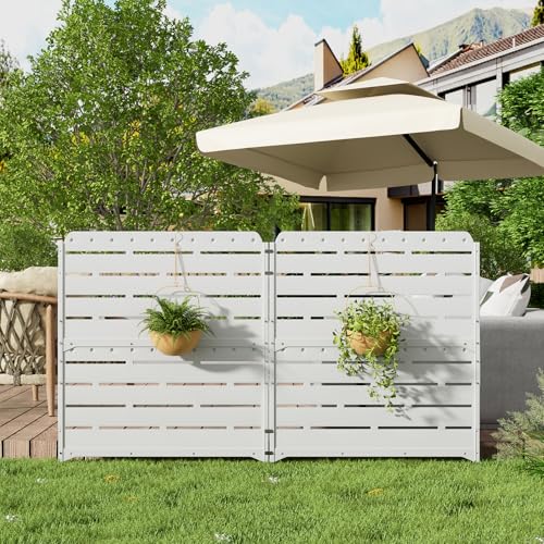 ZZM White Privacy Fence Panels (2 Panels) Outside Decorative Air Conditioner Fences Trash Can Fence Pool Equipment Enclosure Hide Backyard Screen Fence - color: White 2 Panels