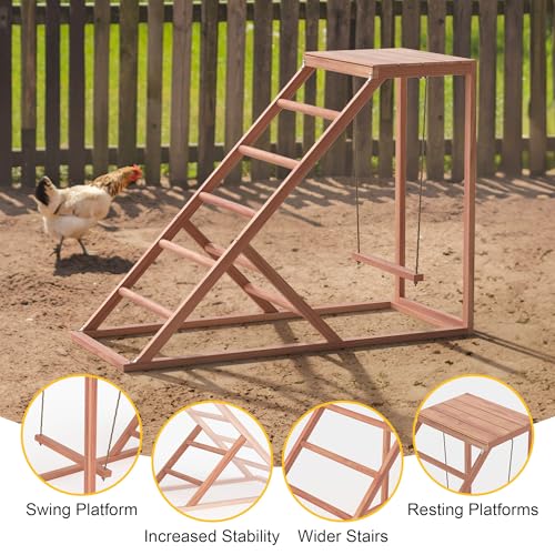 Chicken Roosting Bars with Bird Swing, Ramp, Bars Toys for Pet's Health & Happy, Chicken Perch Easy to Clean, Exercise The Bird's Claws Suitable for Backyard Farms 38.11 X 15.75 X 27.95 (A) - size: Small