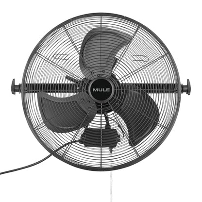 MULE 20 Inch Wet-Rated Outdoor Wall Fan XL, Plug-In Mount with Adjustable Omni-Reach Arm and 3-Speed Quiet Motor, Matte Black