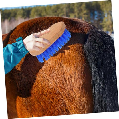 Kichvoe Horse Grooming Brush Stiff Bristle Wood Body Comb for Horse Hair Cleaning and Massage Multi Functional Equine Grooming Tool for Maintenance
