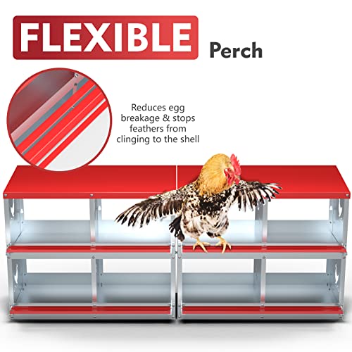 Chicken Nesting Boxes - 3 Compartment Metal Poultry Nest Box Wall Mount for Chickens, Hens, Ducks - Easy Egg Collection - Large Vented Holes Chicken Coop Equipment (3 Compartment)