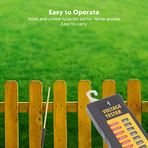 Electric Fence Tester, Electric Fence Voltage Tester, 8 Neon Lights 2000-12000V Waterproof Fault Finder for Farms Livestock