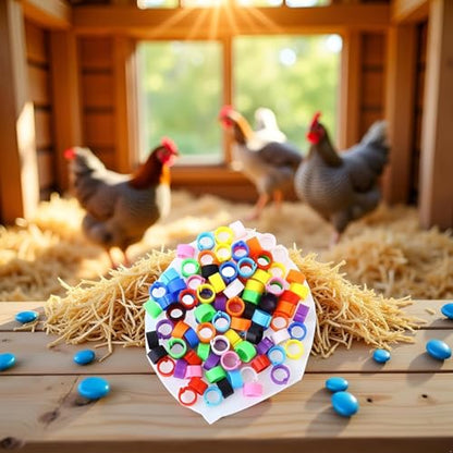 100 Pcs Multicolor 8mm Poultry Leg Rings, 10 Colors Foot Bird Identification Leg Bands Clip-on Rings for Birds, Ducks and Chickens, Poultry Habitat Supplies