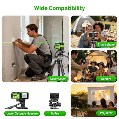 Laser Level Tripod, Huepar 47” Tripod for Cross Line Laser Distance Measures, Phone and Camera, Aluminum Professional Tripod Stand with 1/4" Thread Mount, Carry Bag and Phone Holder, ET11 - size: 47 inch