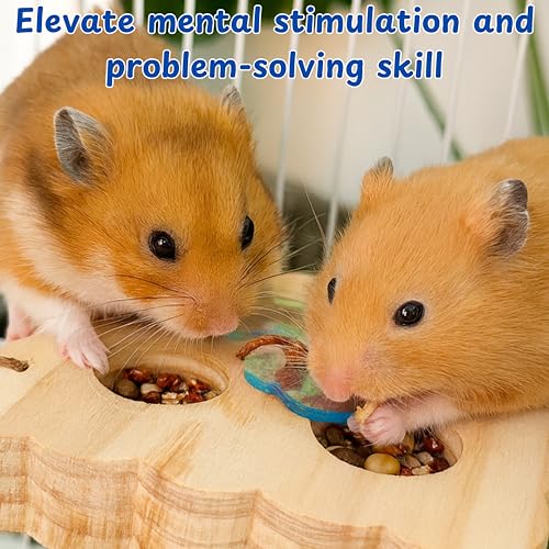 Treat Dispenser Rat Foraging Toy, Rat Enrichment Toys, Interactive Hide Treats Enrichment Toys for Rats Small Animals, Hanging Slow Feeder, Hamster Toy, Guinea Pig Accessories (M, Wood) - size: M