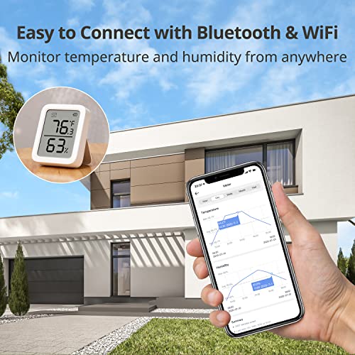 SwitchBot Thermometer Hygrometer, Bluetooth Indoor Humidity Meter for Home, Temperature Sensor with App Control, Large LCD Display, Notification Alerts (Meter Plus *2+Hub mini) - color: Meter Plus *2+Hub mini