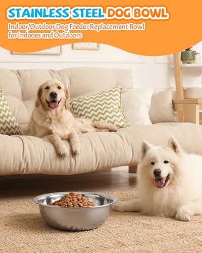 10 PCS Stainless Steel Dog Bowls - 86 Oz/10.75 Cup Large Dog Bowl Set, Metal Bowls for Food and Water, Large Pet Water Bowl or Food Bowl for Indoors or Outdoors, Dishwasher Safe