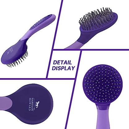 Harrison Howard Horse Mane and Tail Brush - Professional Grooming Brush, Equestrian Detangler, Non-Slip, Purple - color: Purple