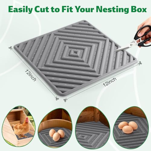 Chicken Nesting Pads for Chicken Coop, Washable Laying Pads for Nesting Box, Reusable Hen Nesting Box Pads for Coop Bedding, Soft Silicone Material, Easy to Clean, 12" x 12", Grey, 5 Pack - color: Grey-5 Pack