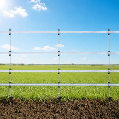 50 Pack Fixed Insulator Fiberglass Posts, 48 Inch Fiberglass Electric Fence Posts, Easy Step-in Posts for Livestock Fencing, Garden Fencing and Boundary Marking,Grey - color: Grey