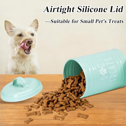 Dog Treat Container Airtight, Dog Treat Jar with Lid - 9x5.5'' Metal Dog Cookie Jar for Farmhouse Kitchen Counter, Green Pet Treat Container, Dog Treat Storage Container for Dogs, Cats - color: Green - Single